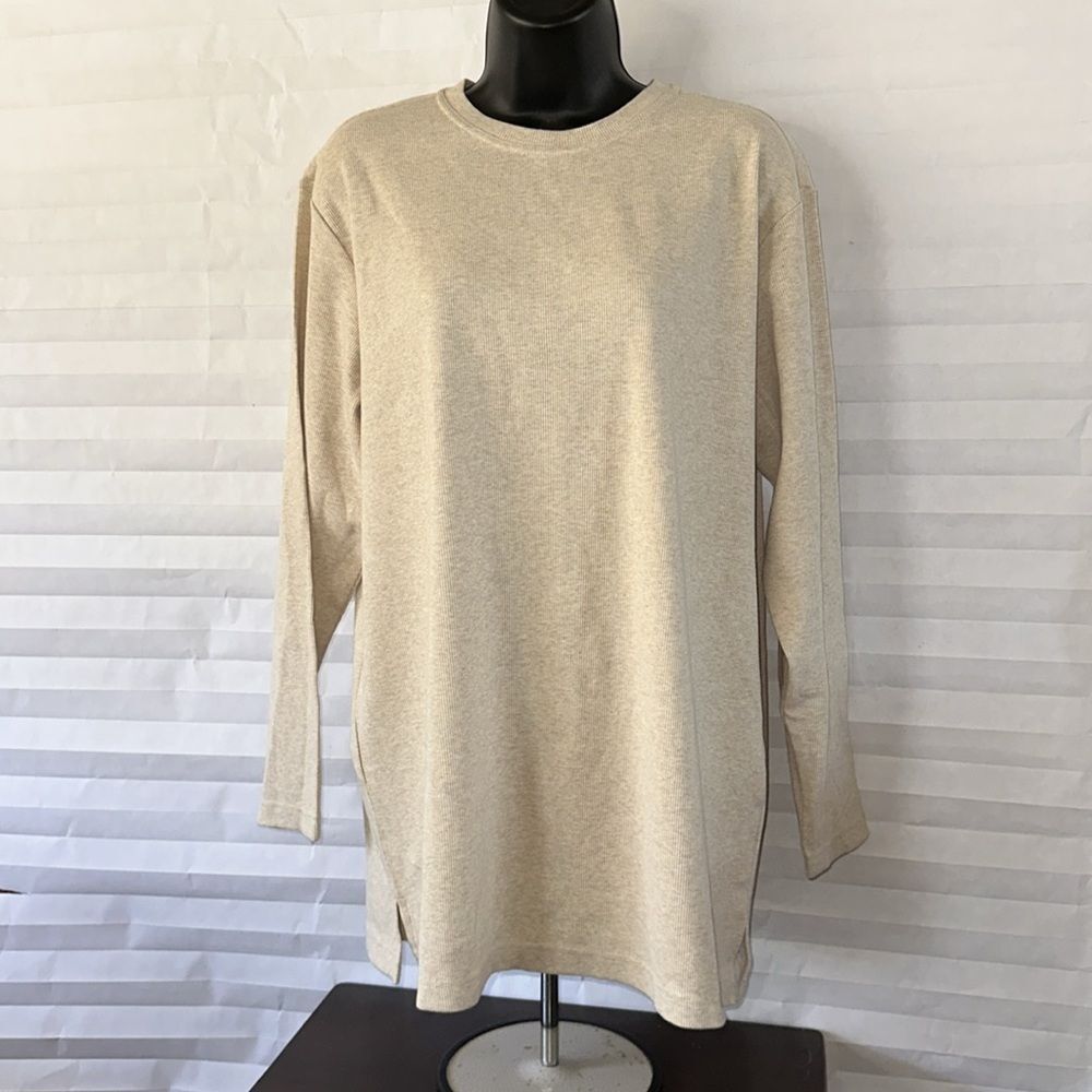 Denim & Co. Women's Oatmeal Long Sleeve Pullover Blouse Top Size S Neutral